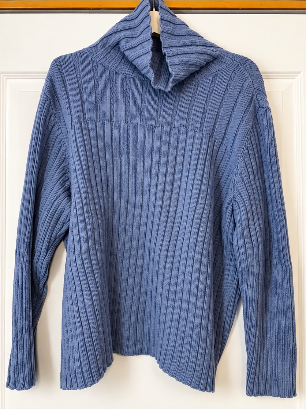 Sonoma 2X Blue Cotton Turtleneck Sweater Coastal Grandmother Preppy